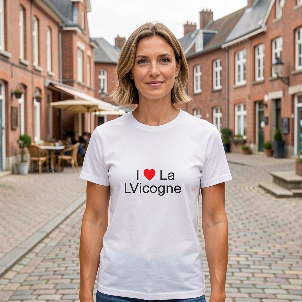 Photo portée du T-shirt I love la vicogne en décor La Vicogne