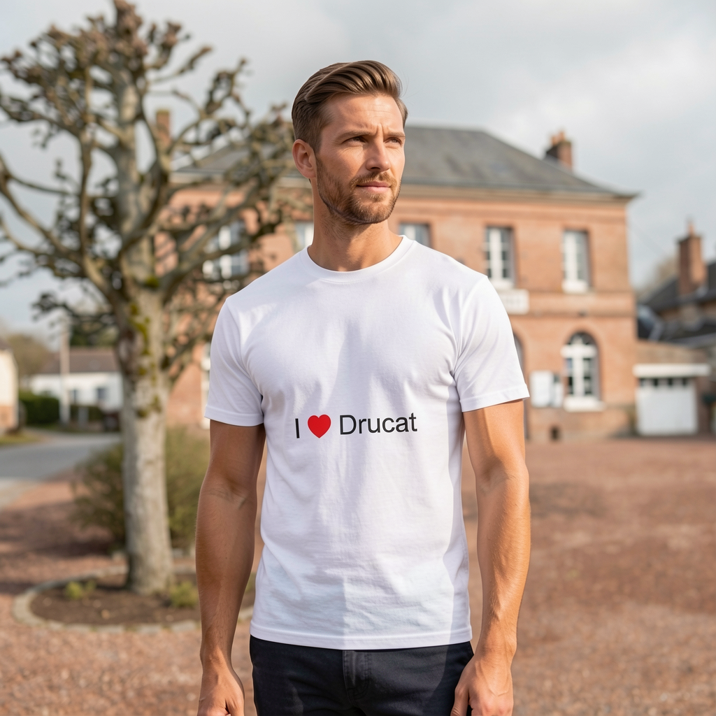 Photo portée du T-shirt I love drucat en décor Drucat