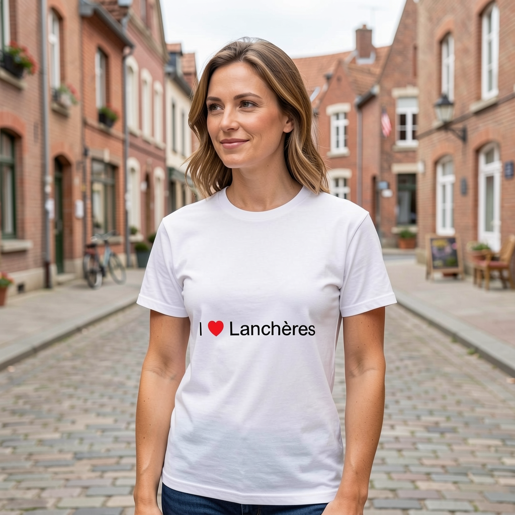Photo portée du T-shirt I love lanchères en décor Lanchères