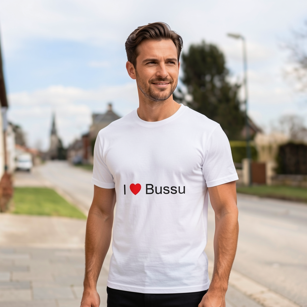 Photo portée du T-shirt I love bussu en décor Bussu