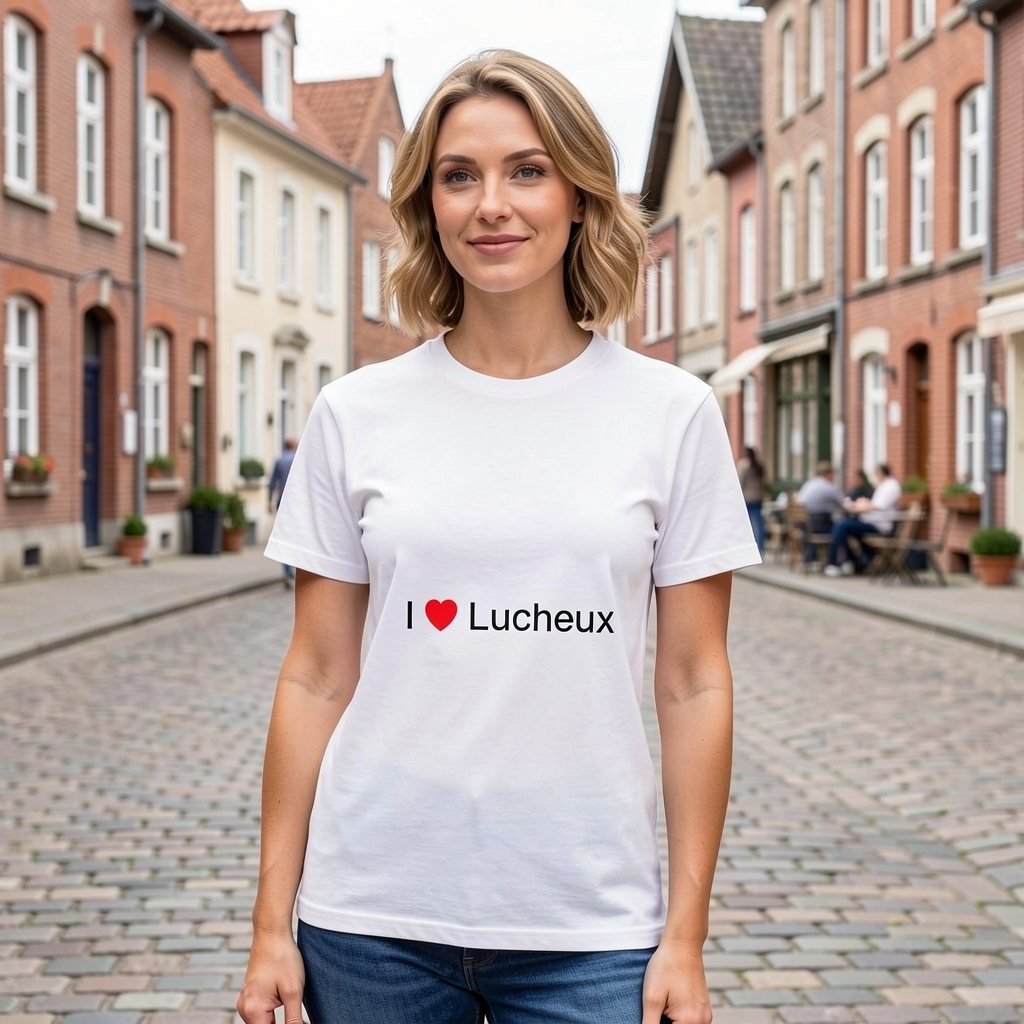 Photo portée du T-shirt I love lucheux en décor Lucheux