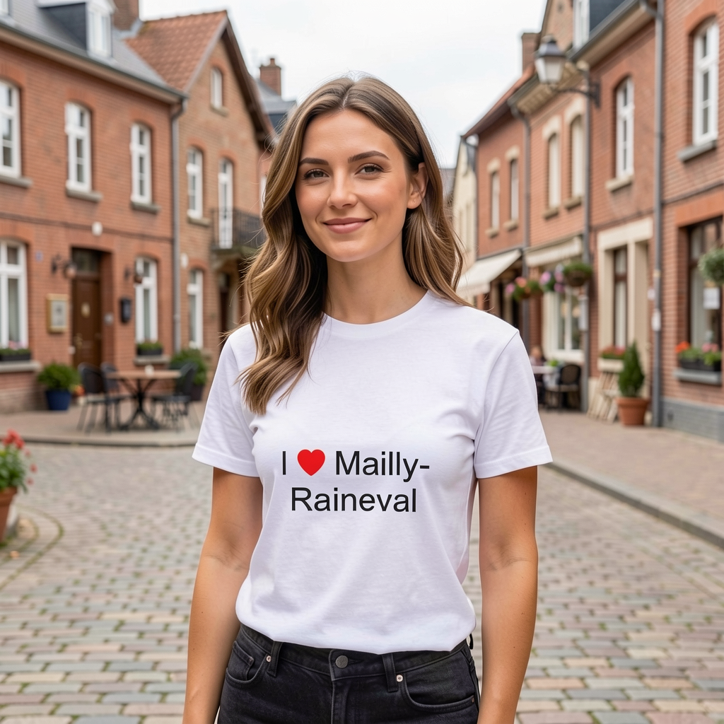 Photo portée du T-shirt I love mailly-raineval en décor Mailly Raineval