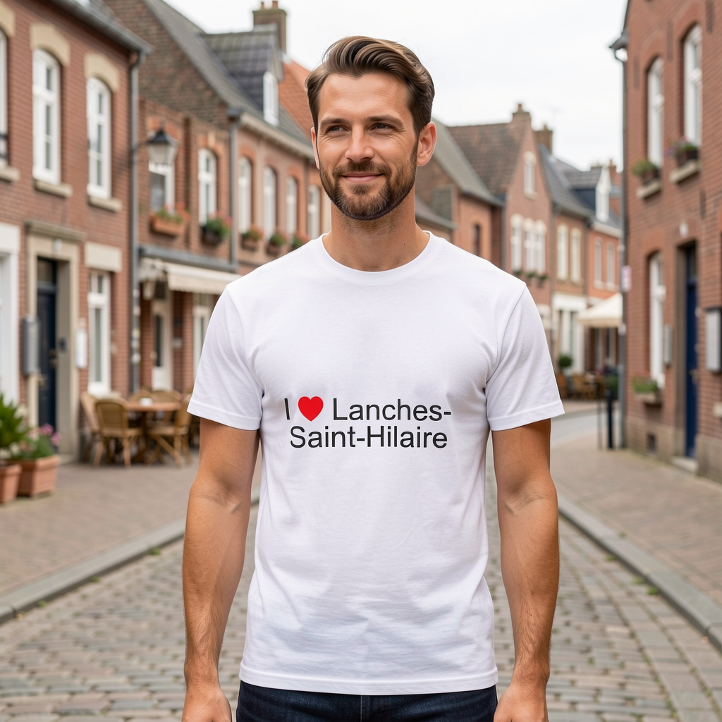 Photo portée du T-shirt I love lanches-saint-hilaire en décor Lanches Saint Hilaire