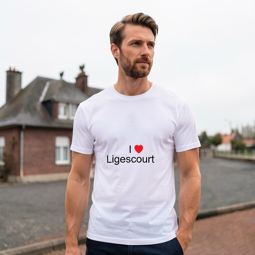 Photo portée du T-shirt I love ligescourt en décor ligescourt