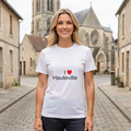 Photo portée du T-shirt I love hauteville en décor Hauteville