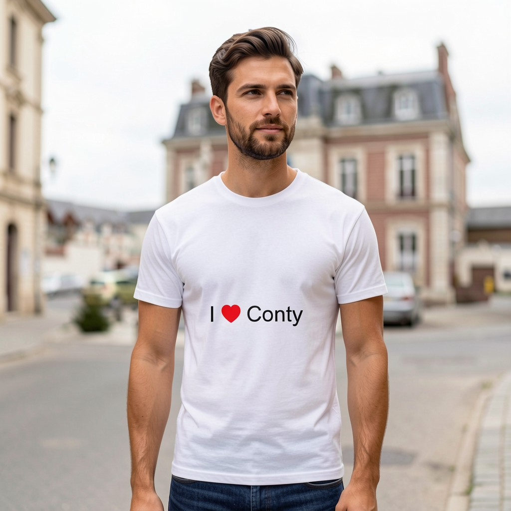 Photo portée du T-shirt I love conty en décor Conty