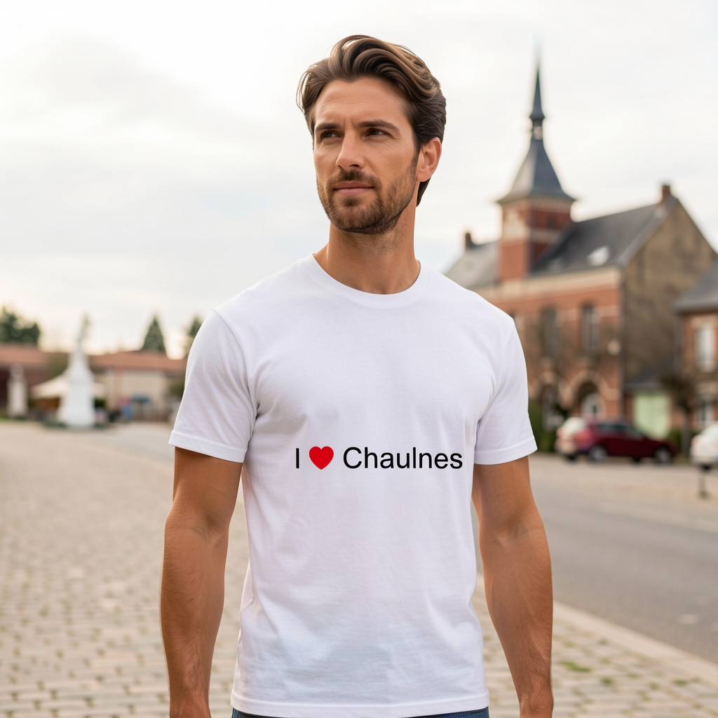 Photo portée du T-shirt I love chaulnes en décor Chaulnes
