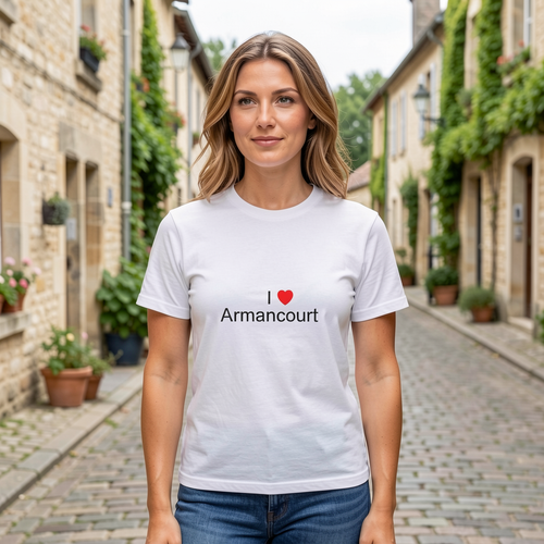 Photo portée du T-shirt I love armancourt en décor Armancourt