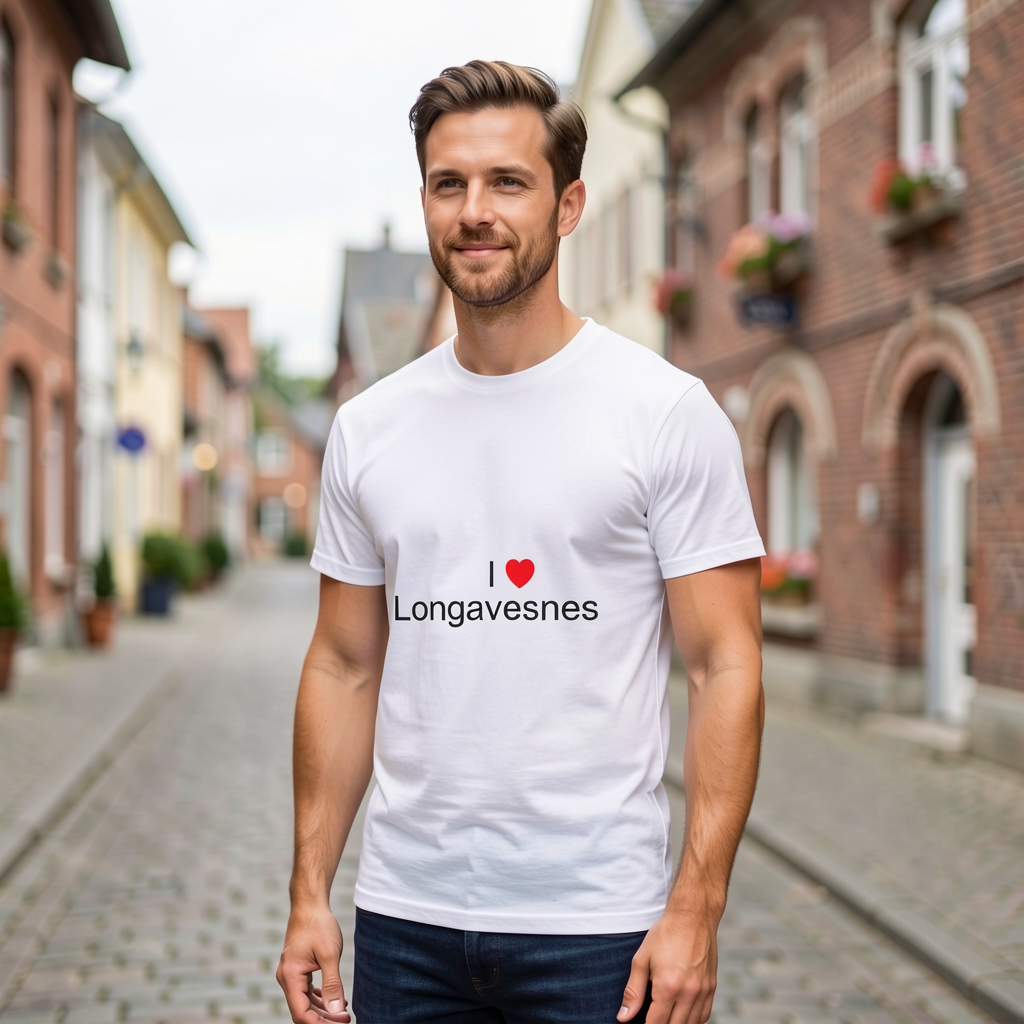 Photo portée du T-shirt I love longavesnes en décor Longavesnes