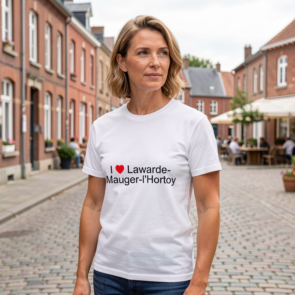 Photo portée du T-shirt I love lawarde-mauger-l'hortoy en décor Lawarde Mauger L'hortoy