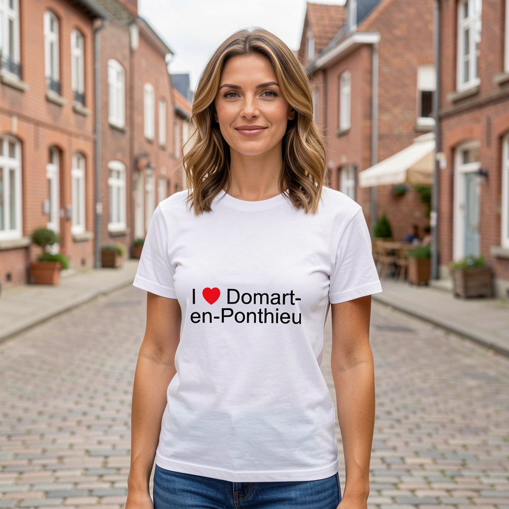 Photo portée du T-shirt I love domart-en-ponthieu en décor Domart En Ponthieu