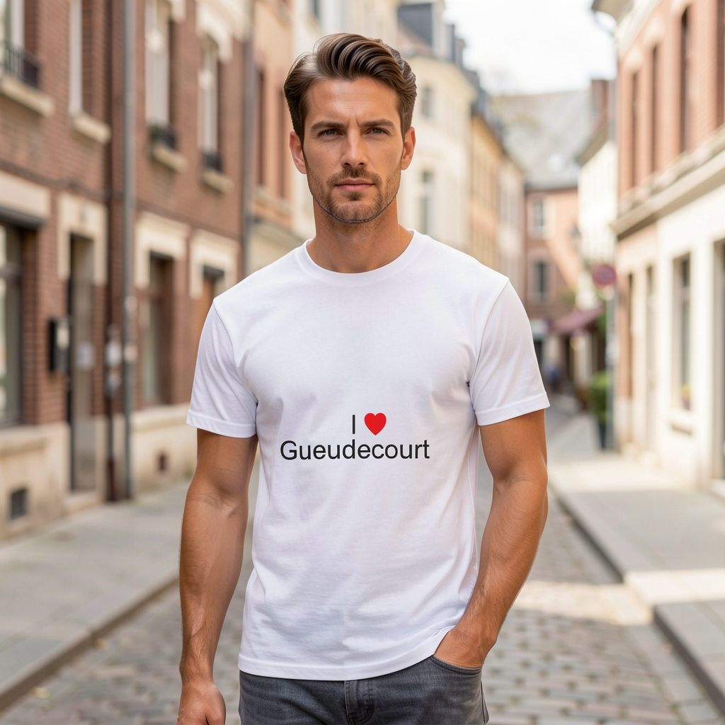Photo portée du T-shirt I love gueudecourt en décor Gueudecourt