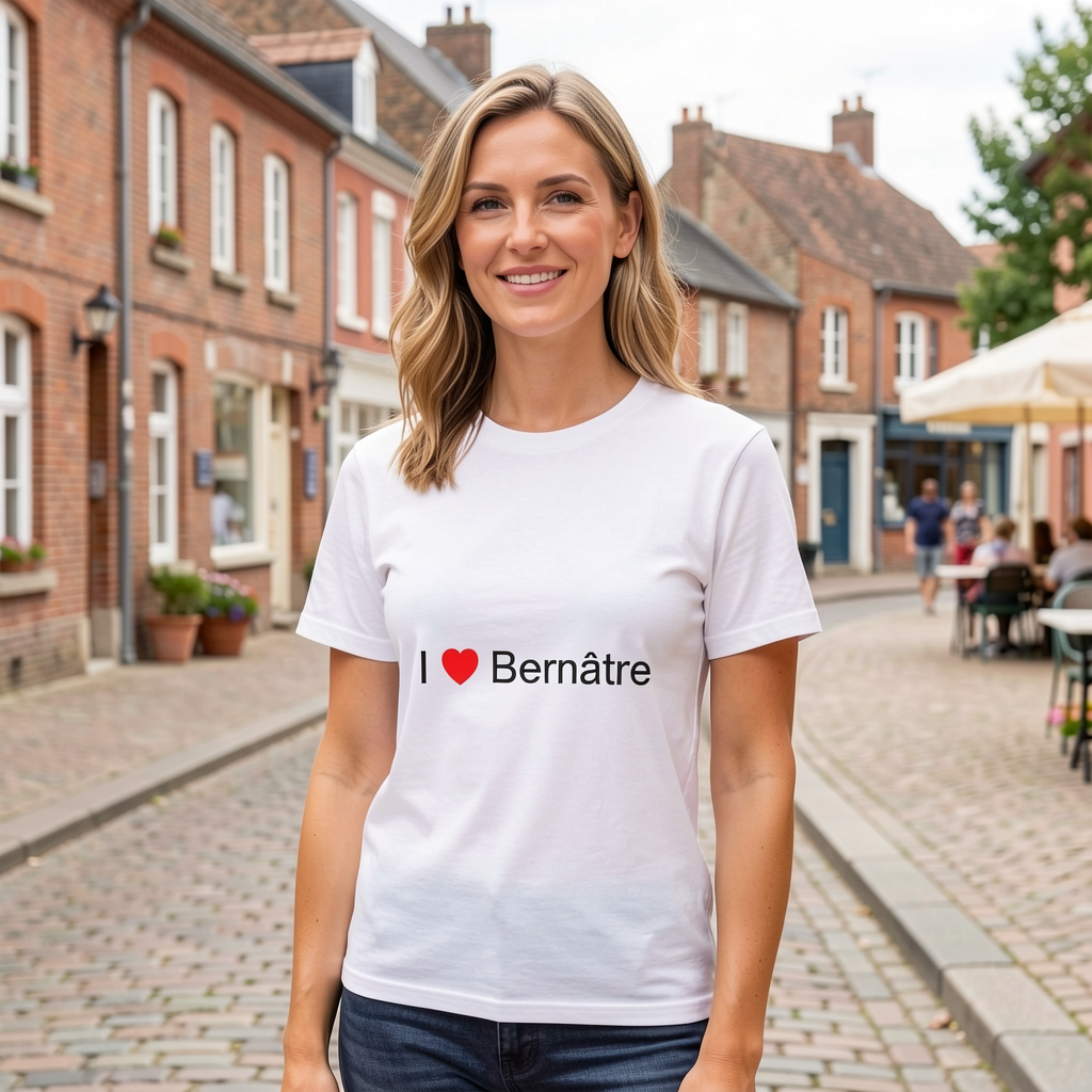 Photo portée du T-shirt I love bernâtre en décor Bernâtre