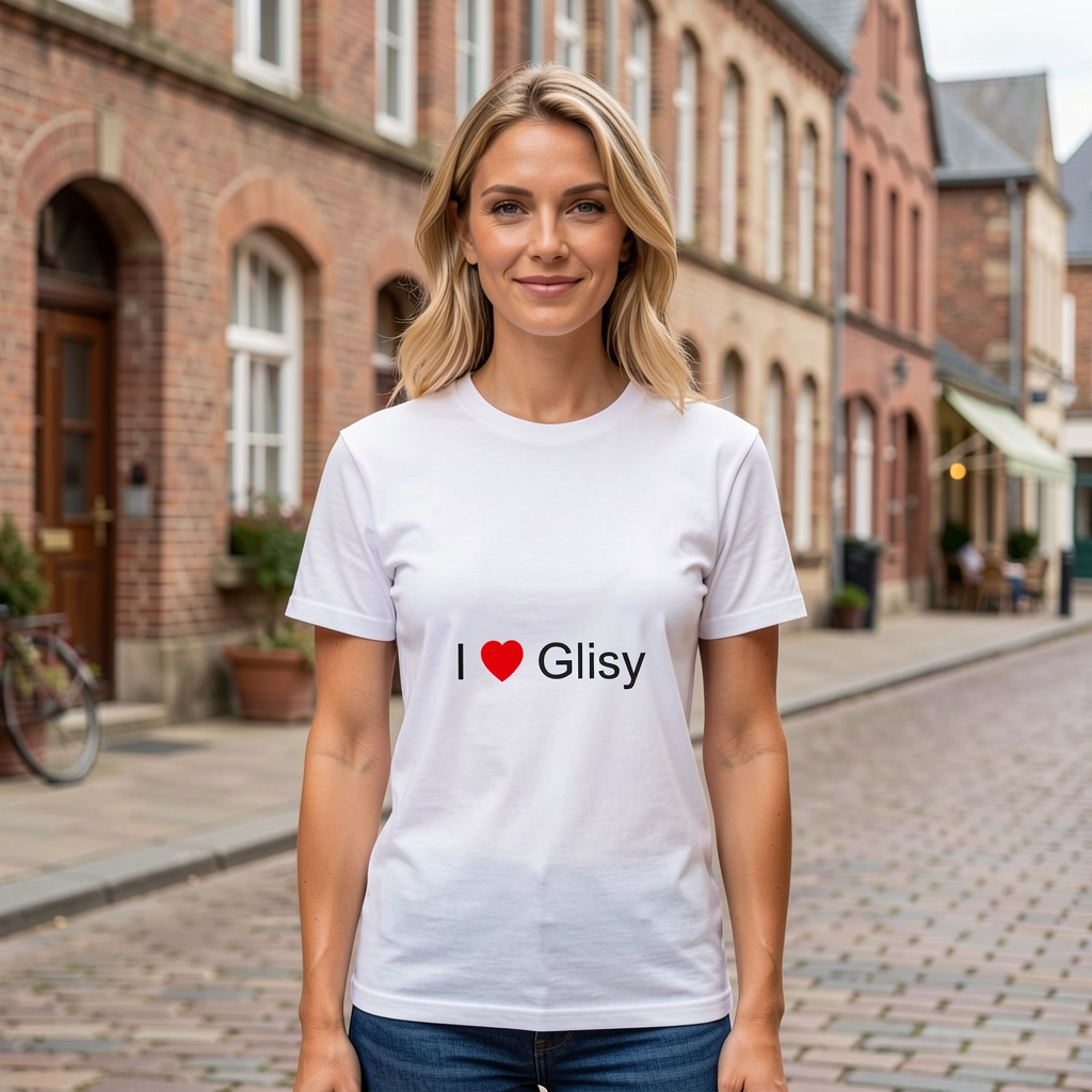 Photo portée du T-shirt I love glisy en décor Glisy