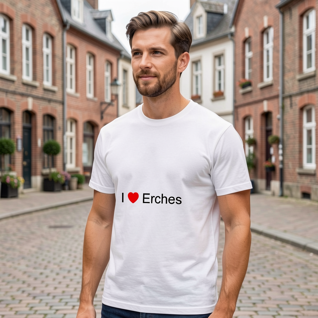 Photo portée du T-shirt I love erches en décor Erches