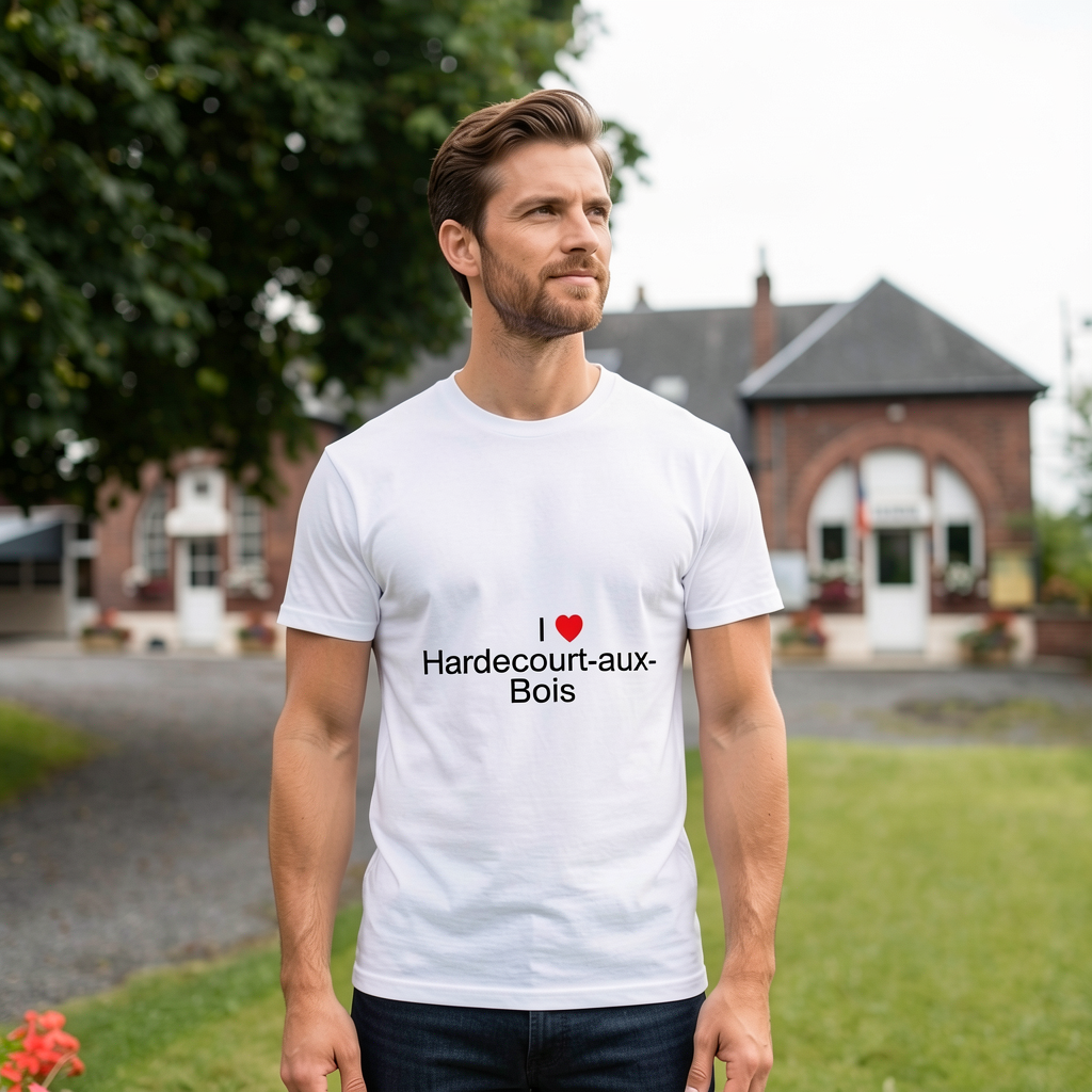 Photo portée du T-shirt I love hardecourt-aux-bois en décor Hardecourt Aux Bois