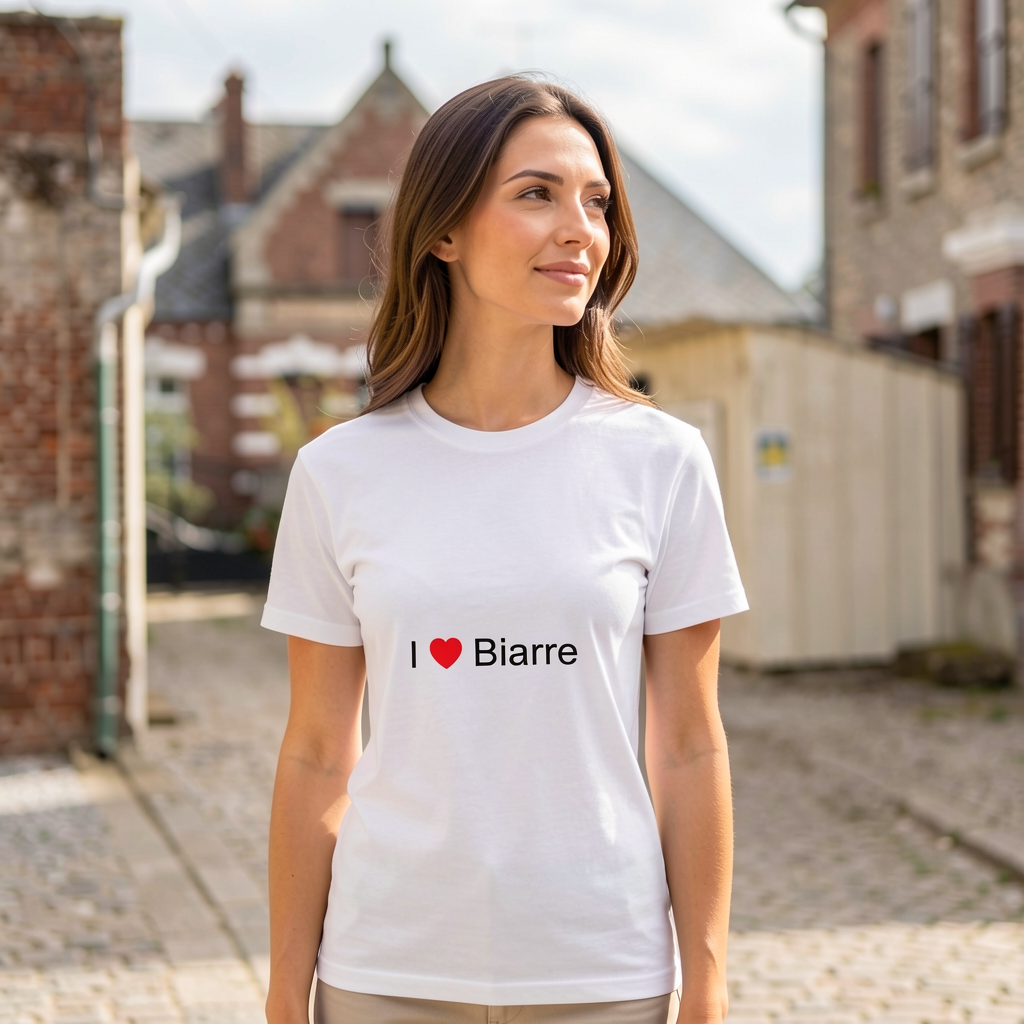 Photo portée du T-shirt I love biarre en décor Biarre
