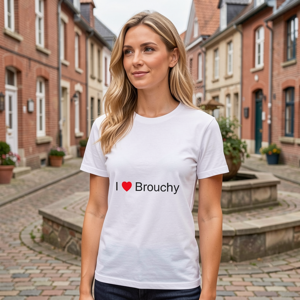 Photo portée du T-shirt I love brouchy en décor Brouchy