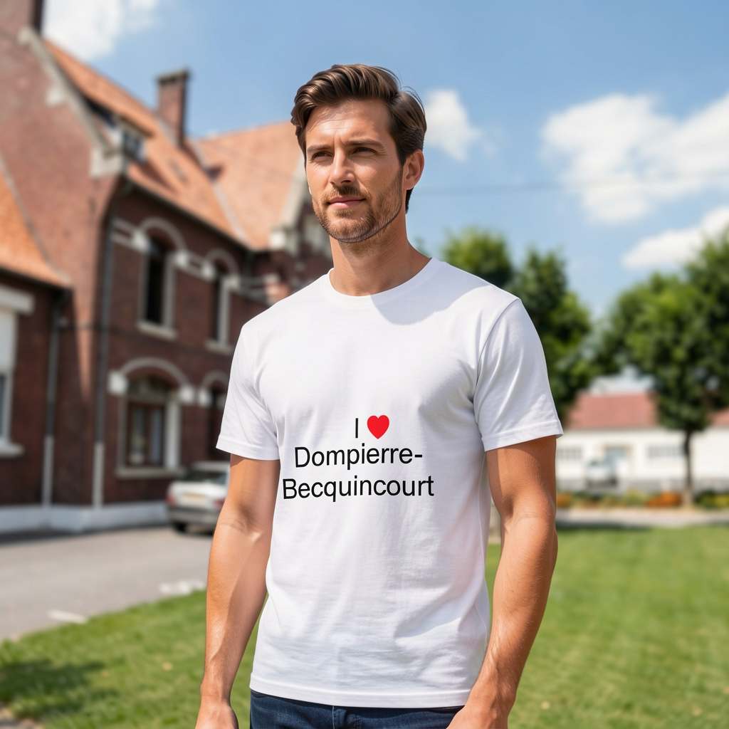 Photo portée du T-shirt I love dompierre-becquincourt en décor Dompierre Becquincourt