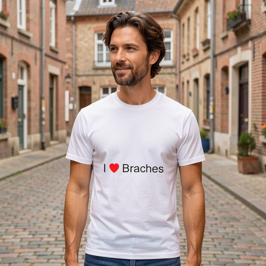 Photo portée du T-shirt I love braches en décor Braches