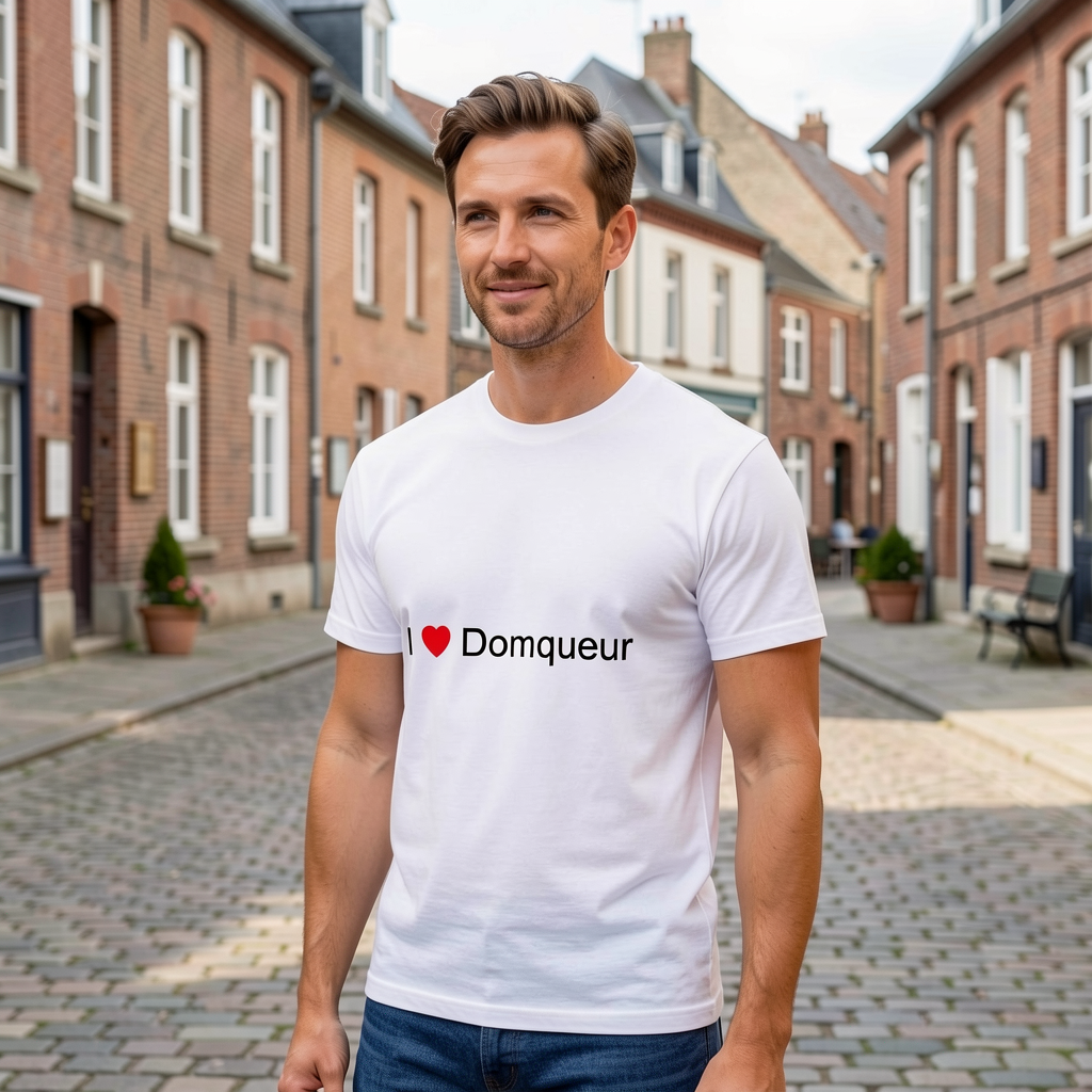 Photo portée du T-shirt I love domqueur en décor Domqueur