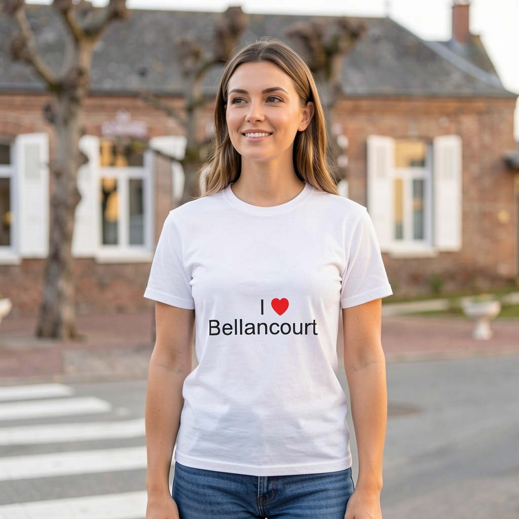 Photo portée du T-shirt I love bellancourt en décor Bellancourt