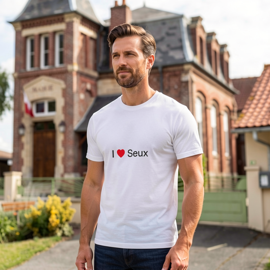 Photo portée du T-shirt I love seux en décor Seux