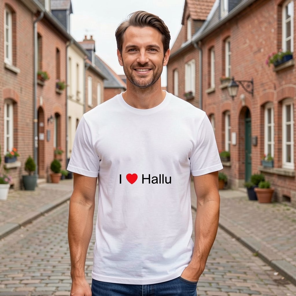 Photo portée du T-shirt I love hallu en décor Hallu