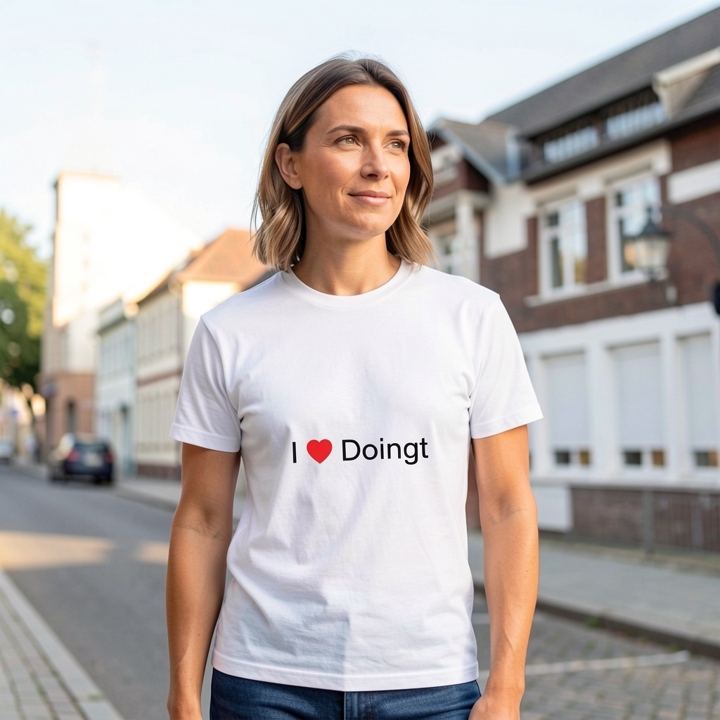 Photo portée du T-shirt I love doingt en décor Doingt