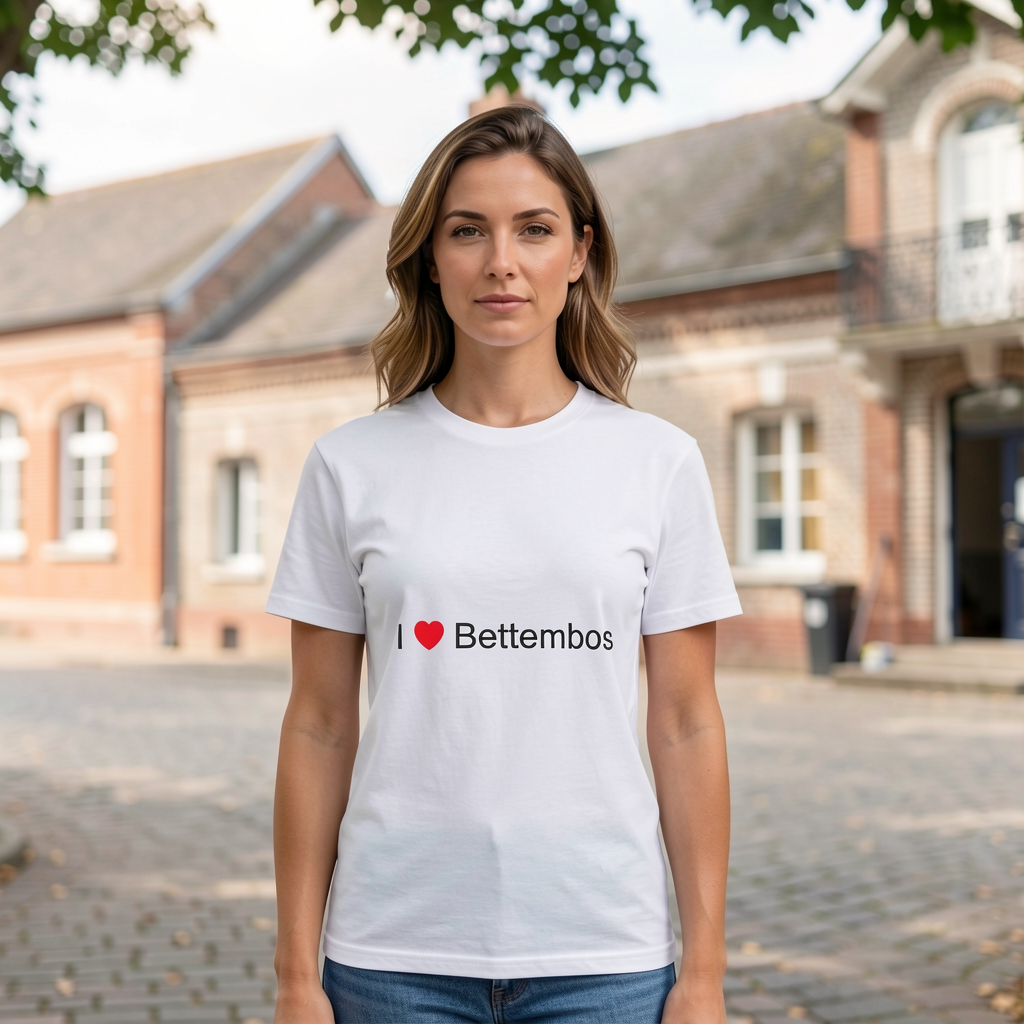 Photo portée du T-shirt I love bettembos en décor Bettembos