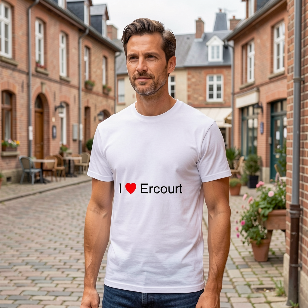Photo portée du T-shirt I love ercourt en décor Ercourt
