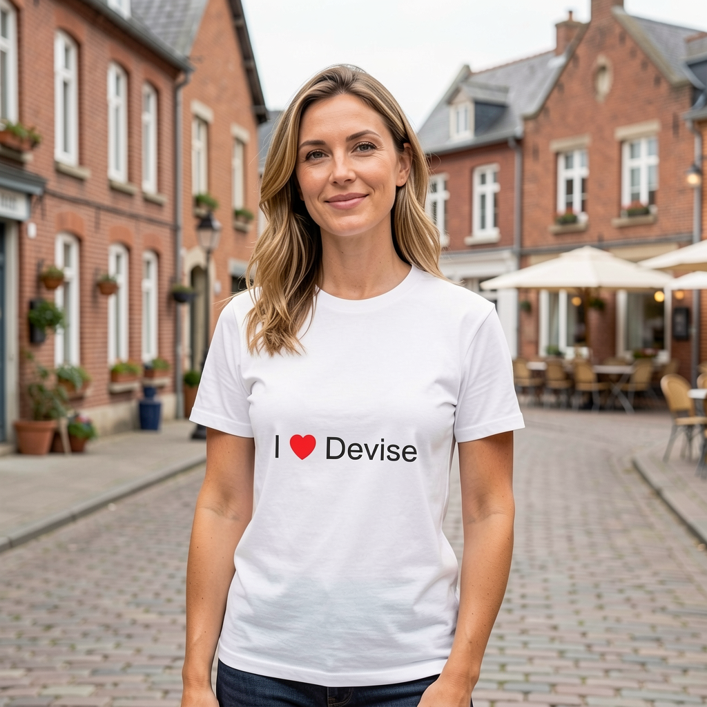 Photo portée du T-shirt I love devise en décor Devise