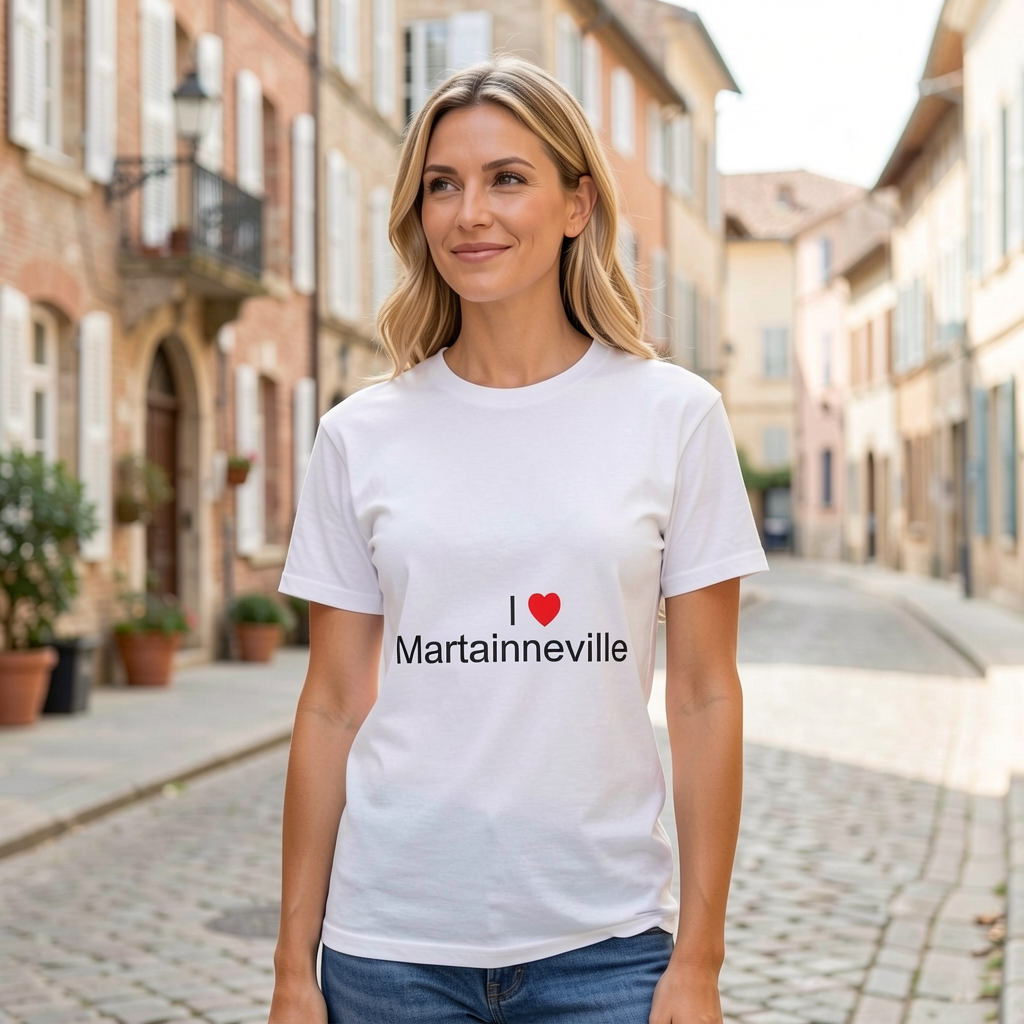 Photo portée du T-shirt I love martainneville en décor Martainneville