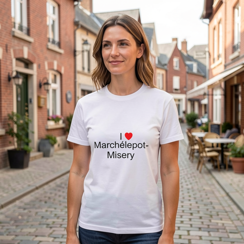 Photo portée du T-shirt I love marchélepot-misery en décor Marchélepot Misery