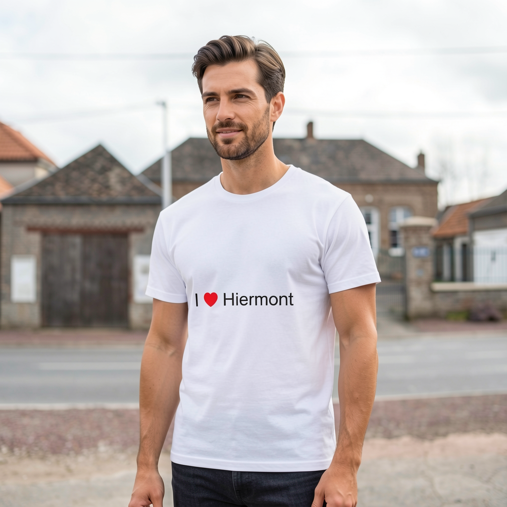 Photo portée du T-shirt I love hiermont en décor Hiermont