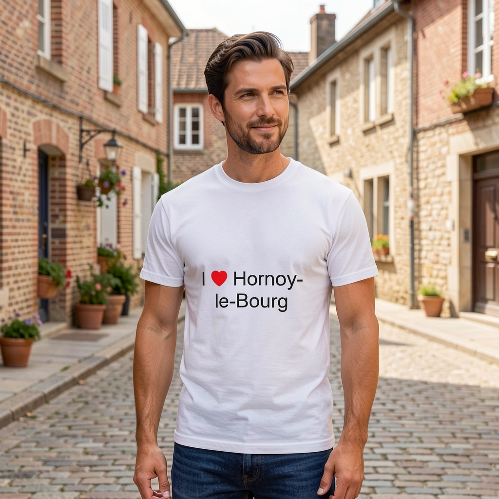 Photo portée du T-shirt I love hornoy-le-bourg en décor Hornoy Le Bourg