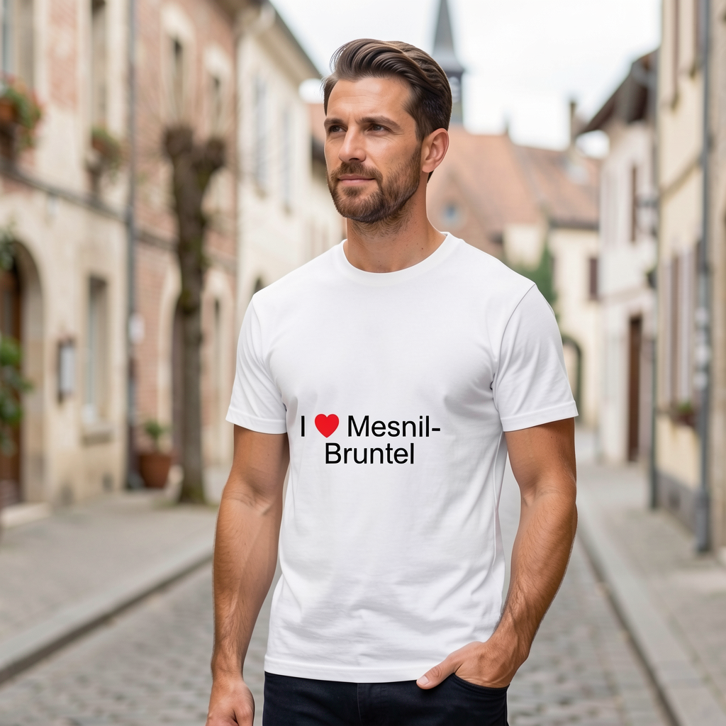 Photo portée du T-shirt I love mesnil-bruntel en décor Mesnil Bruntel