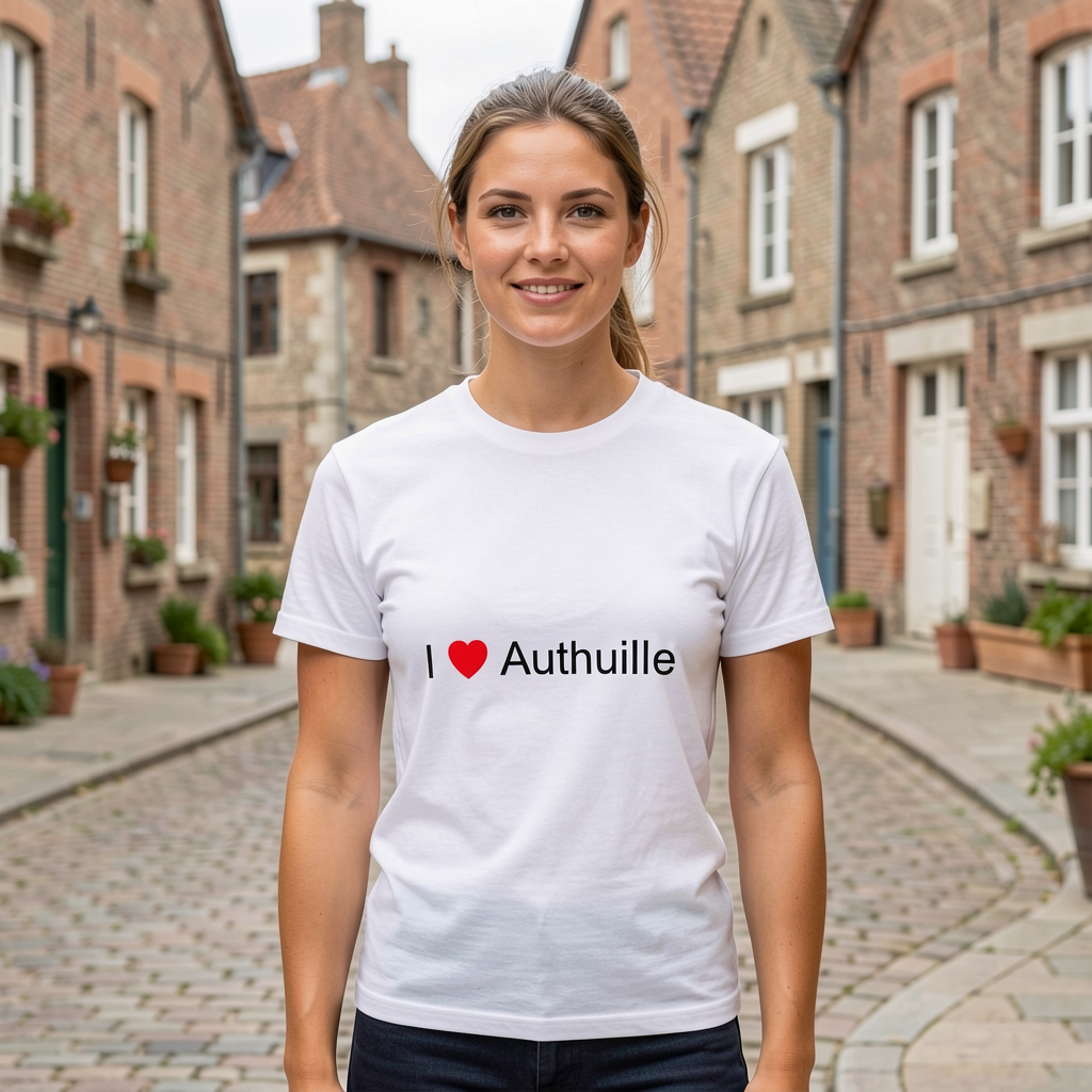 Photo portée du T-shirt I love authuille en décor Authuille