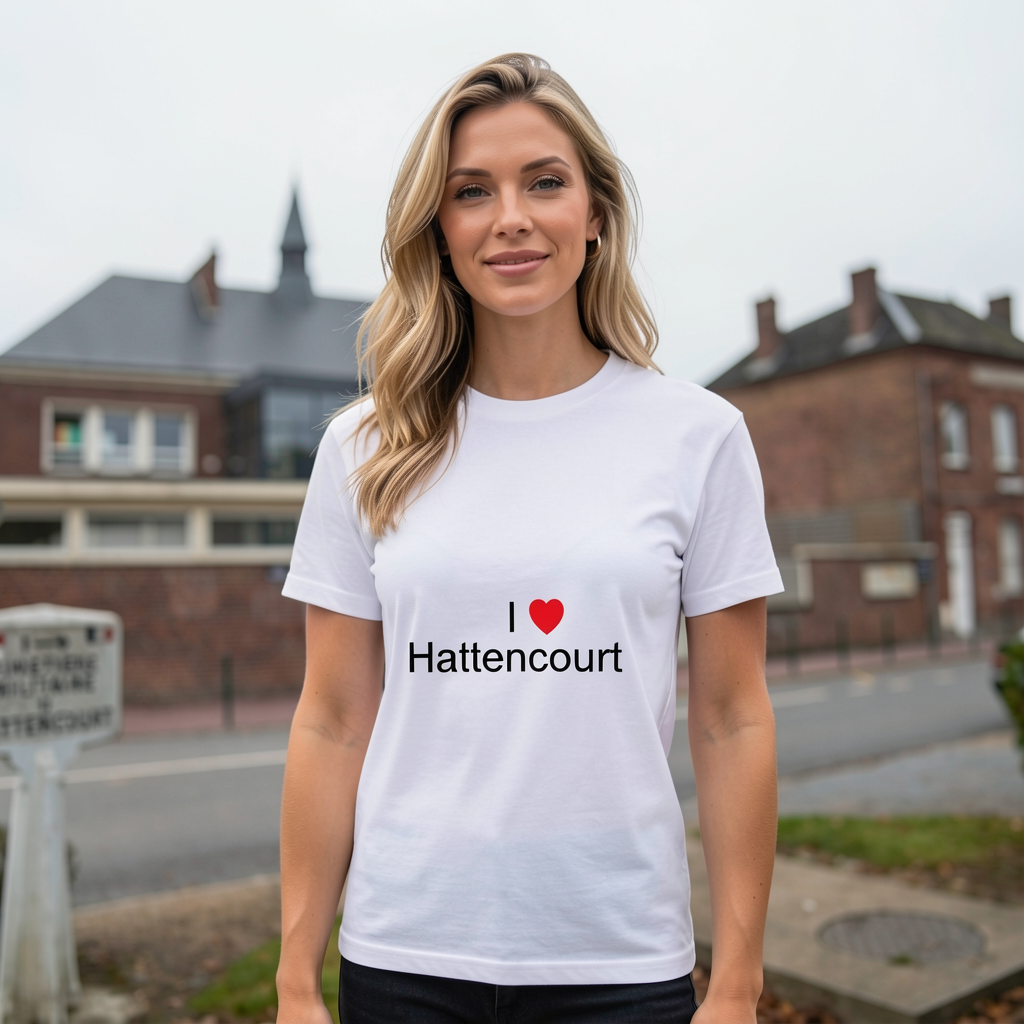 Photo portée du T-shirt I love hattencourt en décor Hattencourt