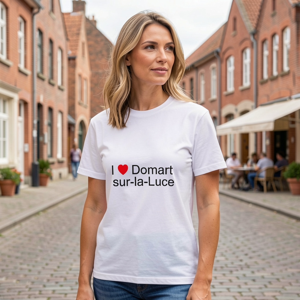 Photo portée du T-shirt I love domart-sur-la-luce en décor Domart Sur La Luce