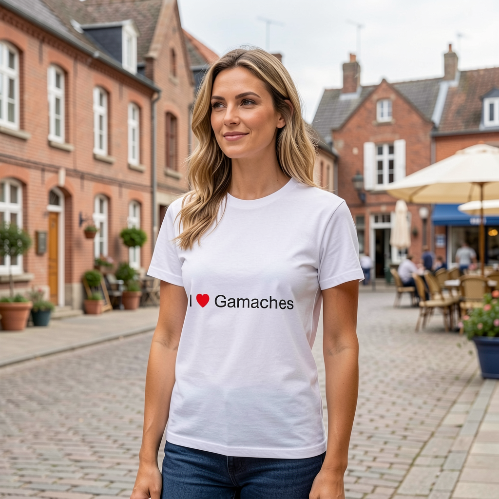 Photo portée du T-shirt I love gamaches en décor Gamaches