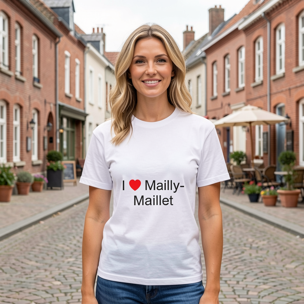 Photo portée du T-shirt I love mailly-maillet en décor Mailly Maillet