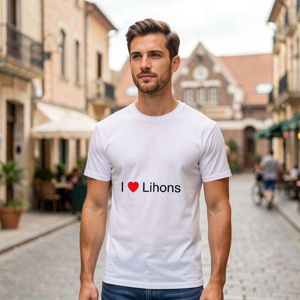 Photo portée du T-shirt I love lihons en décor Lihons