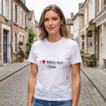 Photo portée du T-shirt I love méry-sur-oise en décor Méry Sur Oise