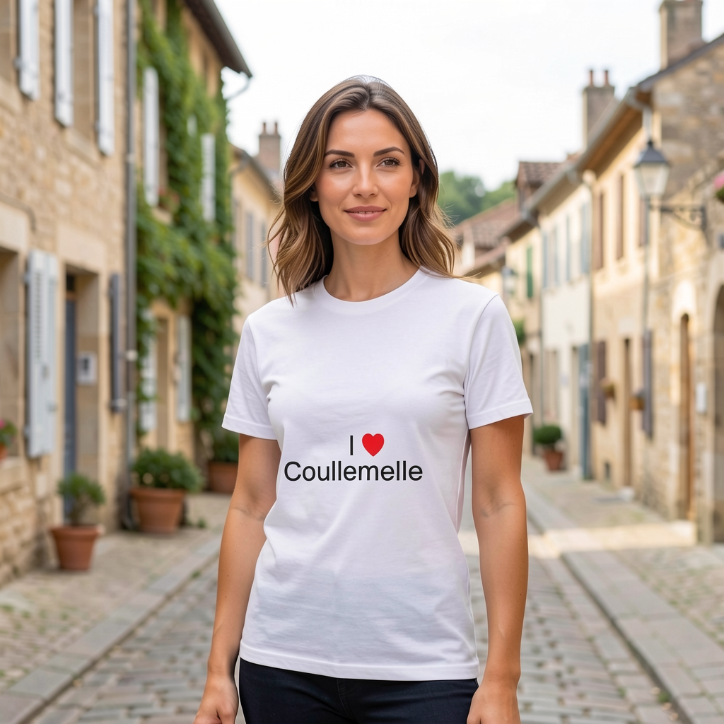 Photo portée du T-shirt I love coullemelle en décor Coullemelle