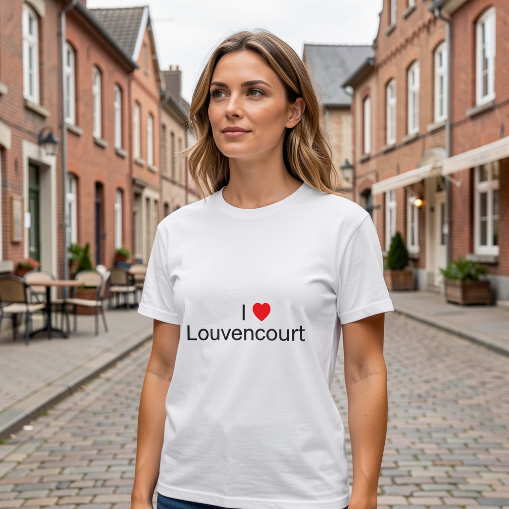 Photo portée du T-shirt I love louvencourt en décor Louvencourt
