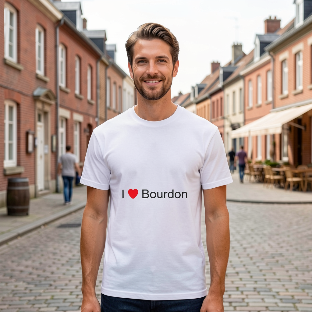Photo portée du T-shirt I love bourdon en décor Bourdon
