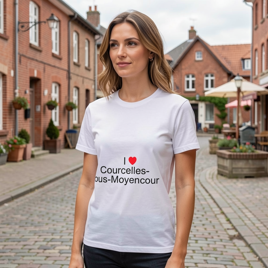 Photo portée du T-shirt I love courcelles-sous-moyencourt en décor Courcelles Sous Moyencourt