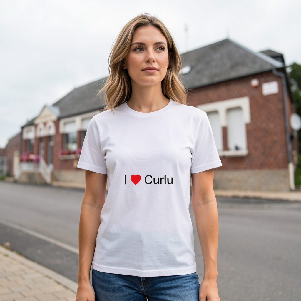 Photo portée du T-shirt I love curlu en décor Curlu