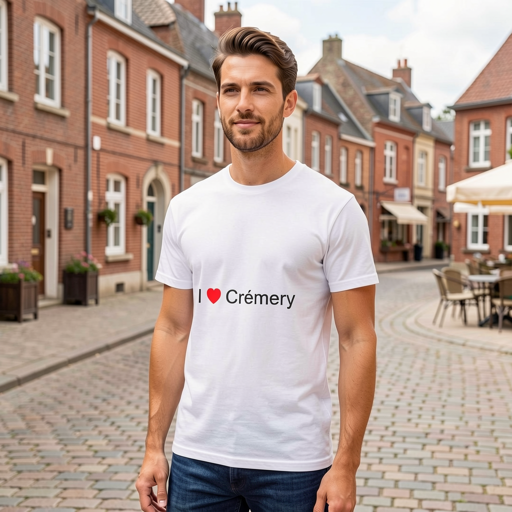 Photo portée du T-shirt I love crémery en décor Crémery